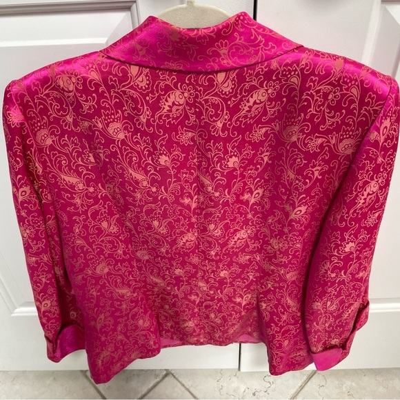 Donna Morgan Vintage Silk Blend Floral Print Fully Lined Jacket Skirt Set Suit - Picture 4 of 16